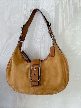 Vintage Y2K timeless soho suede slouchy buckle hobo shoulder camel tan bag